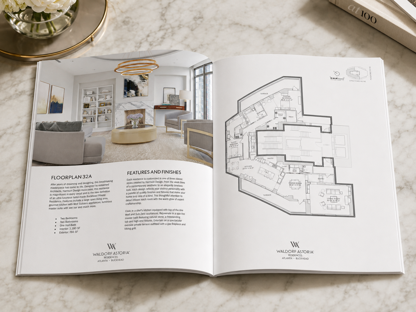 Waldorf Astoria luxury residential marketing collateral and brochure design mockup
